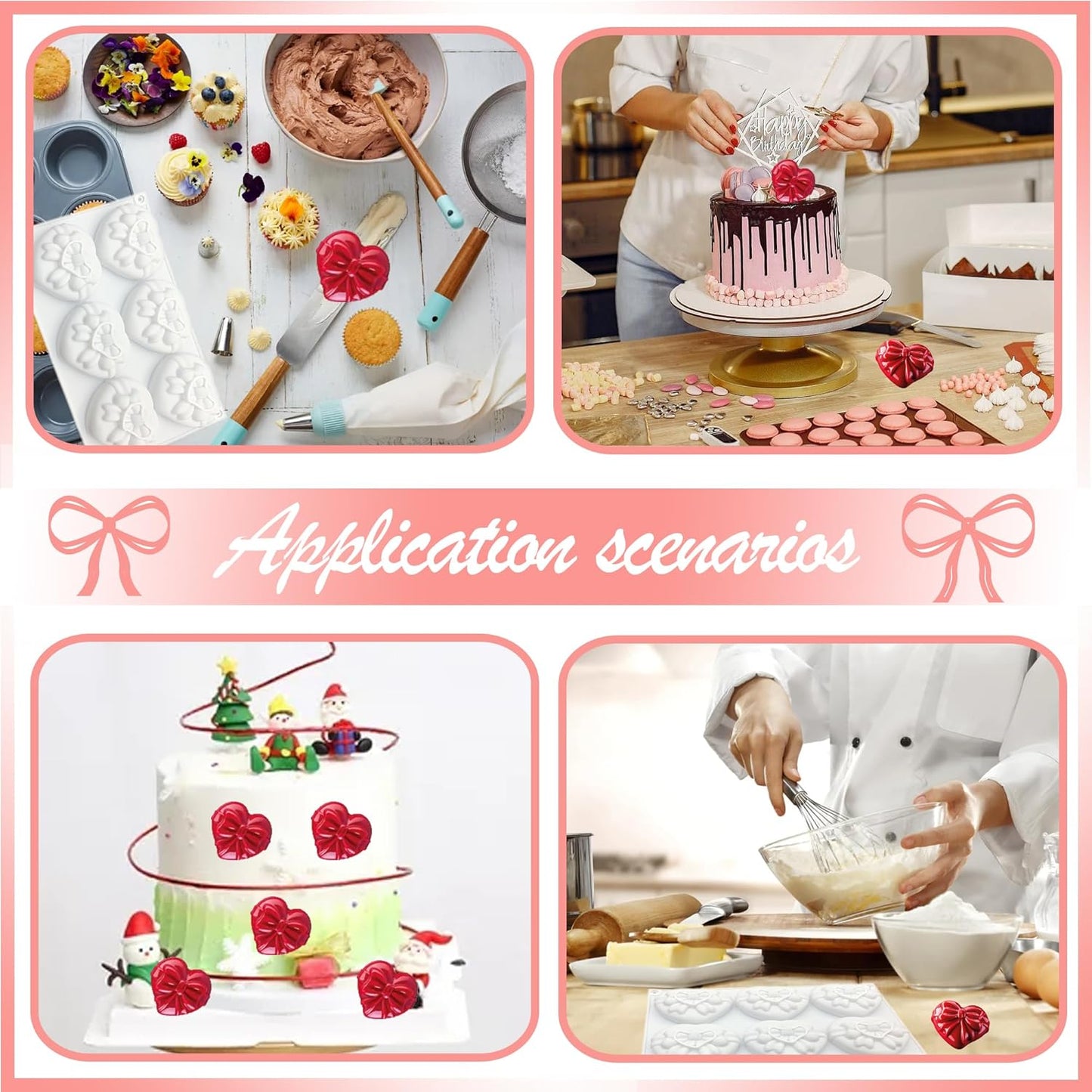 Schokoladenform 3D Silikonform Backgeschirr Mousse Dessert Backformen 6 Löcher herzförmig Silikonform Kuchenform Mousse Dessert Backform für Schokolade, Pudding, Mousse, Gelee, Seife (B)