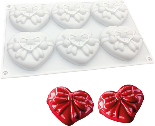 Schokoladenform 3D Silikonform Backgeschirr Mousse Dessert Backformen 6 Löcher herzförmig Silikonform Kuchenform Mousse Dessert Backform für Schokolade, Pudding, Mousse, Gelee, Seife (B)