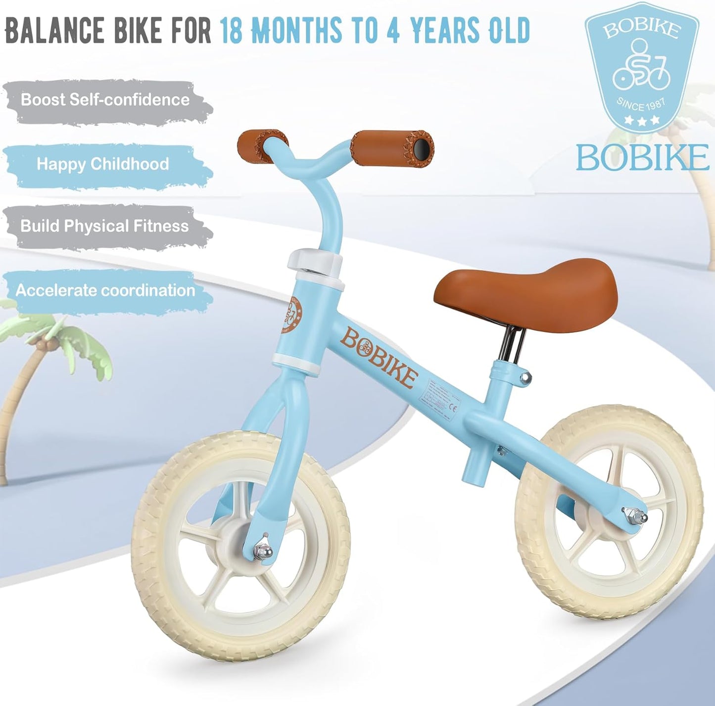 Laufrad ab 1.5-4 Jahre, Lauflernrad ab 18 Monate Baby, Ultraleicht Kinderlaufrad, Verstellbarer Sitz und Lenkrad, Balance Bike ohne Pedal, Geschenk für Jungen und Mädchen