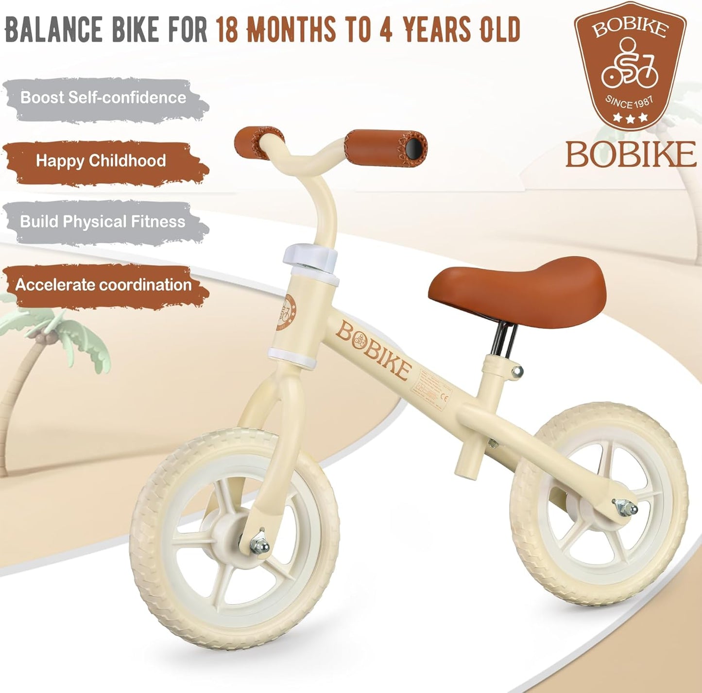 Laufrad ab 1.5-4 Jahre, Lauflernrad ab 18 Monate Baby, Ultraleicht Kinderlaufrad, Verstellbarer Sitz und Lenkrad, Balance Bike ohne Pedal, Geschenk für Jungen und Mädchen