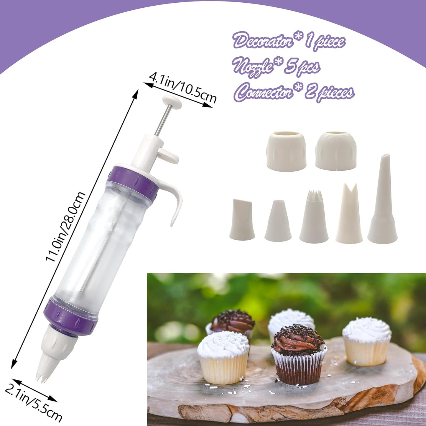 Gebäck Zuckerguss Spritze Dessert Dekorieren Spritze Gebäck Creme Dekorator mit 5 Tortendekorationsdüsen, Dessert Dekorator für Cupcakes, Donuts, Gebäck Dekoration, Backen DIY Werkzeug Set