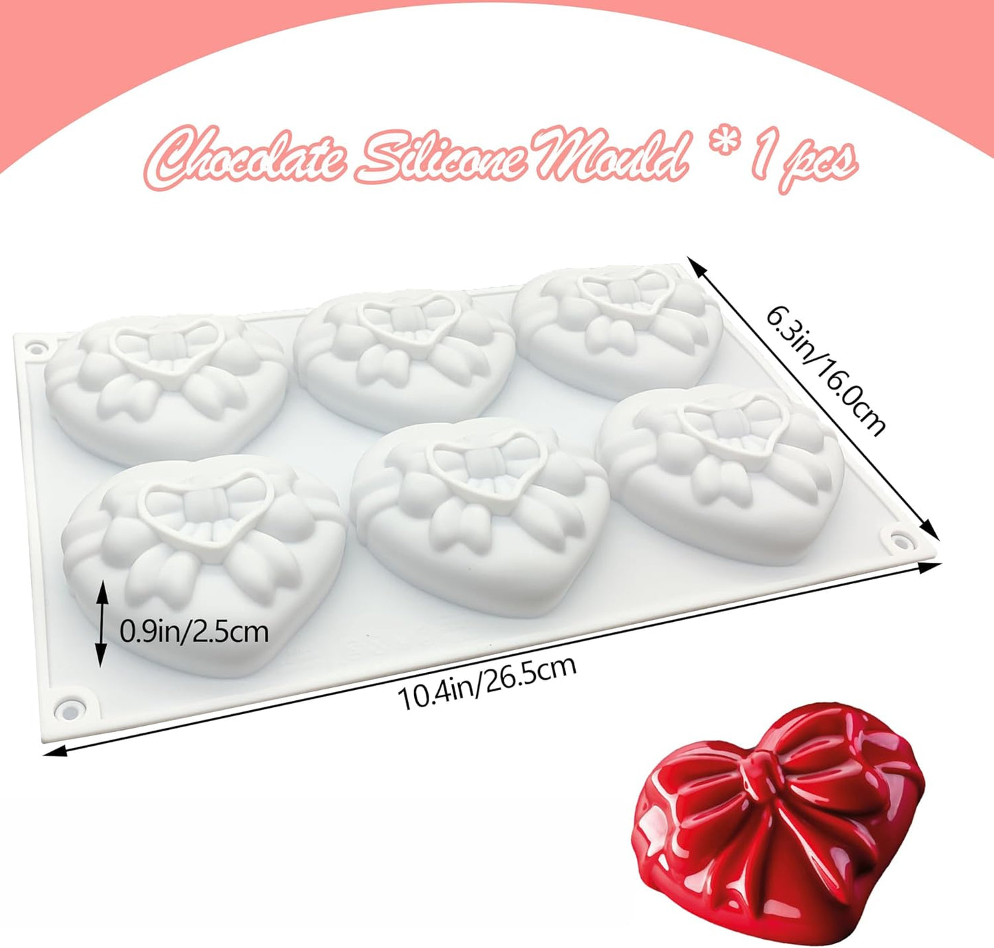 Schokoladenform 3D Silikonform Backgeschirr Mousse Dessert Backformen 6 Löcher herzförmig Silikonform Kuchenform Mousse Dessert Backform für Schokolade, Pudding, Mousse, Gelee, Seife (B)