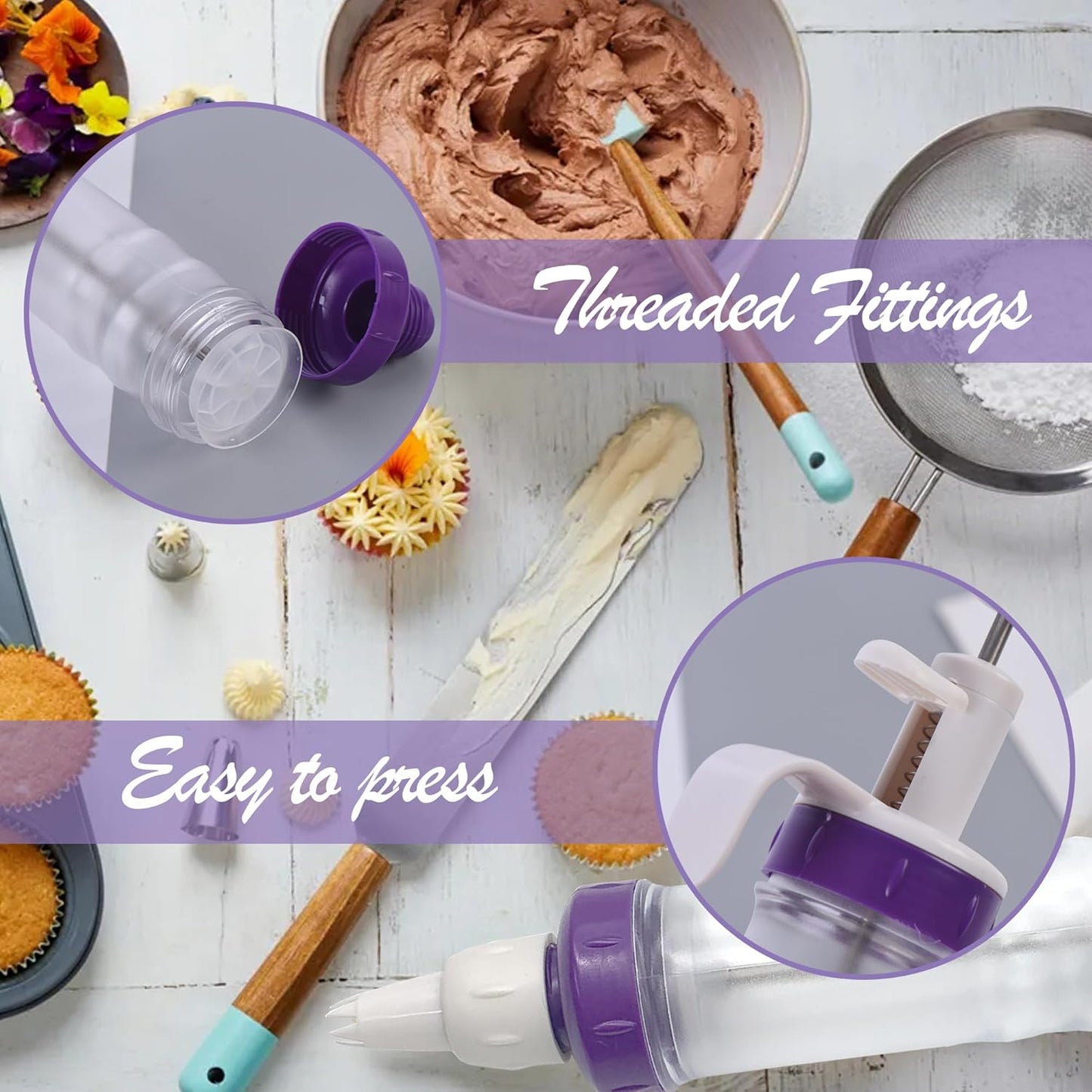 Gebäck Zuckerguss Spritze Dessert Dekorieren Spritze Gebäck Creme Dekorator mit 5 Tortendekorationsdüsen, Dessert Dekorator für Cupcakes, Donuts, Gebäck Dekoration, Backen DIY Werkzeug Set